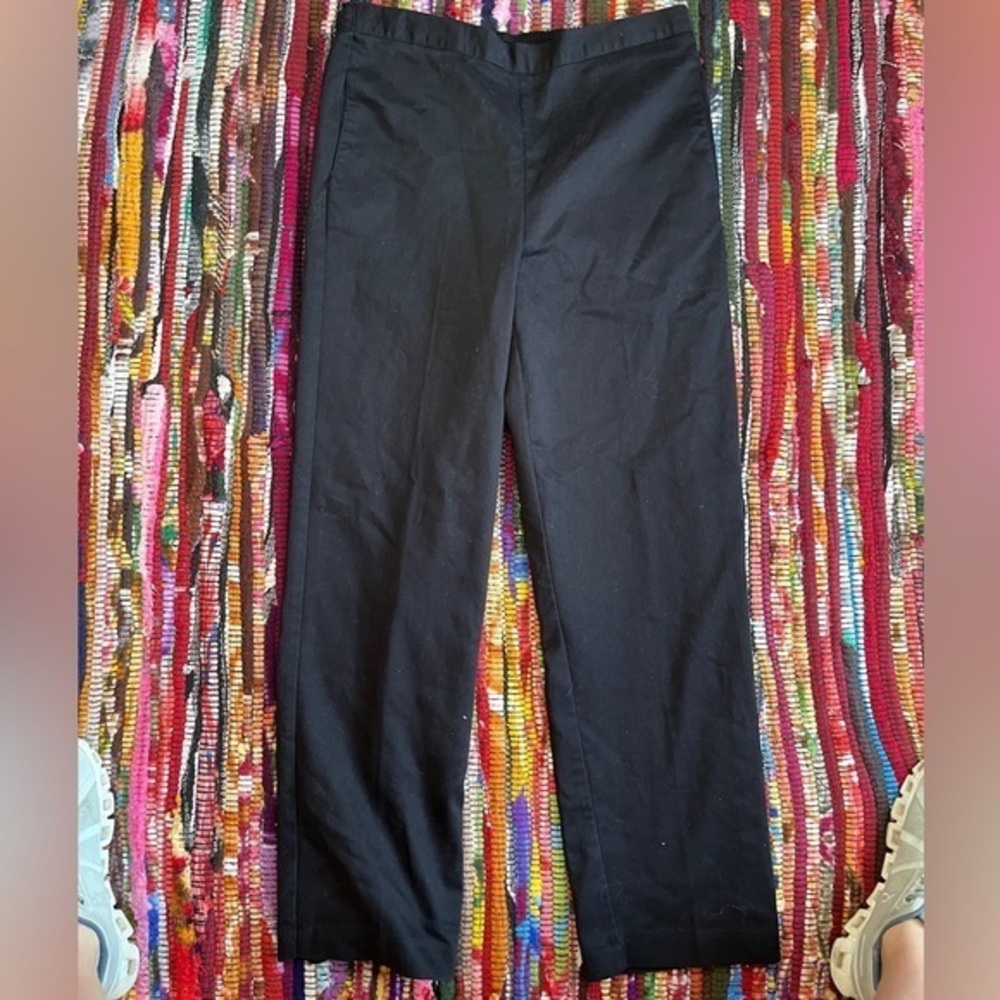 Alfred Dunner Elastic Waist Wide Leg Black Trousers size 10 Wide Leg Pants